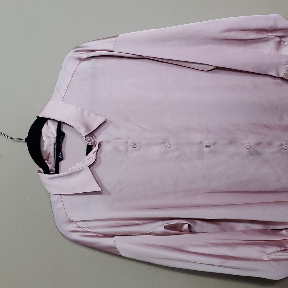 Zara Pinkish Beige Button Down Blouse Size Xl - Picture 2 of 9